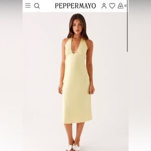 Peppermayo Yellow Halter Sheath Midi Dress